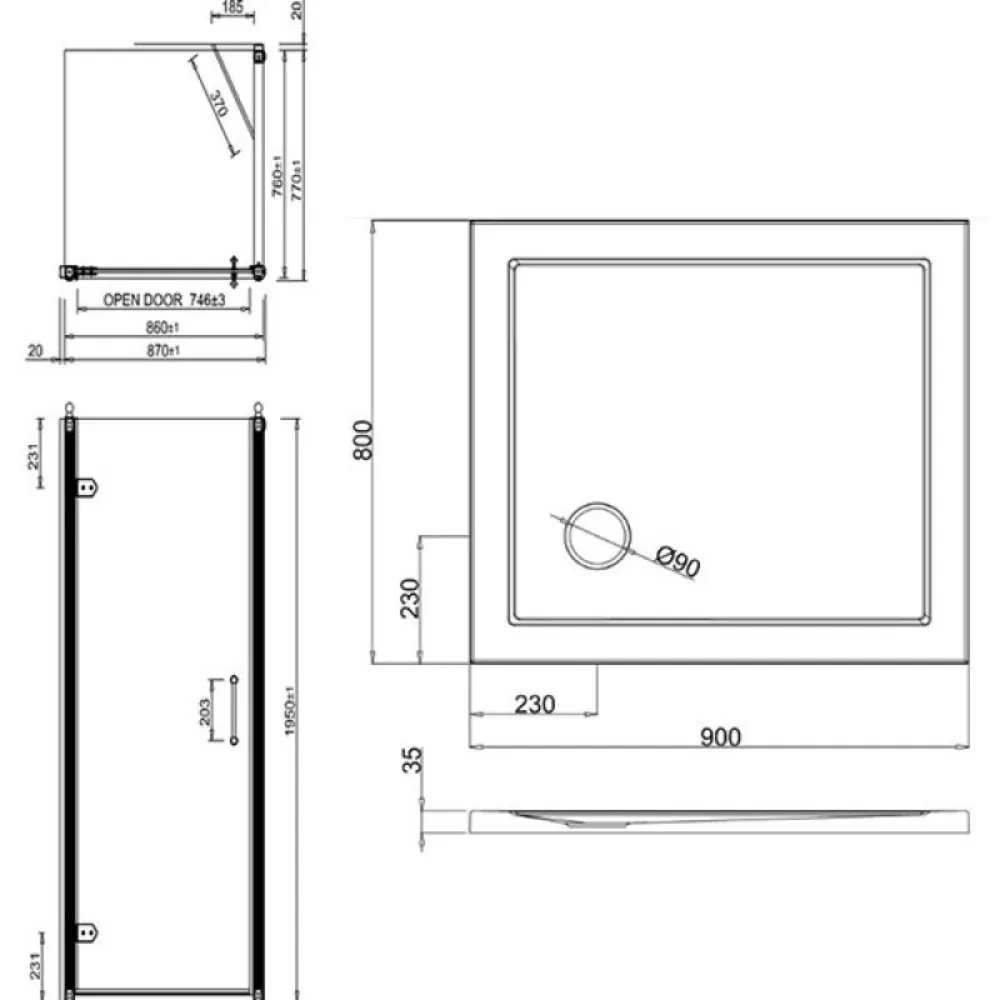 Burlington Traditional Hinged Door Shower Enclosure With Tray