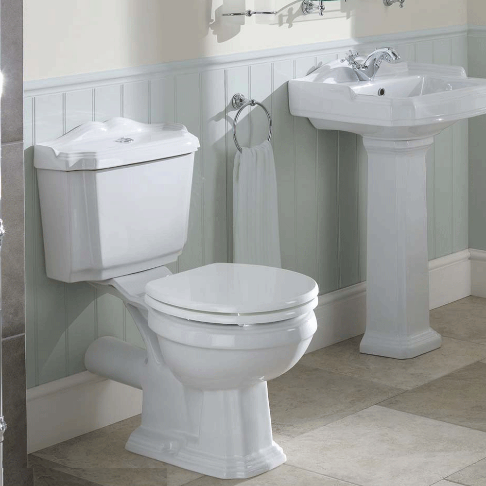 Eastbrook Belgravia Close Coupled Toilet with Push Button Cistern-Soft ...