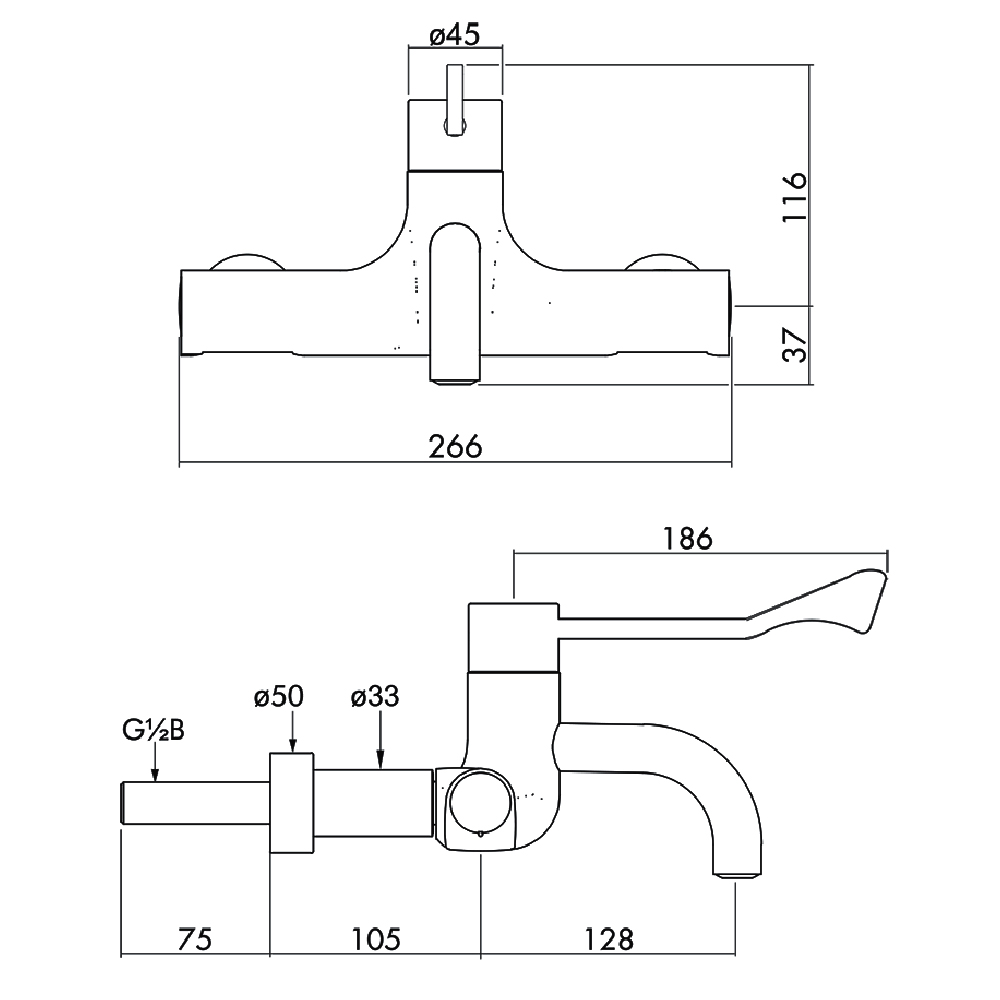 Inta HTM Safe Touch Thermostatic Sequential Wall Mounted Basin Tap with ...