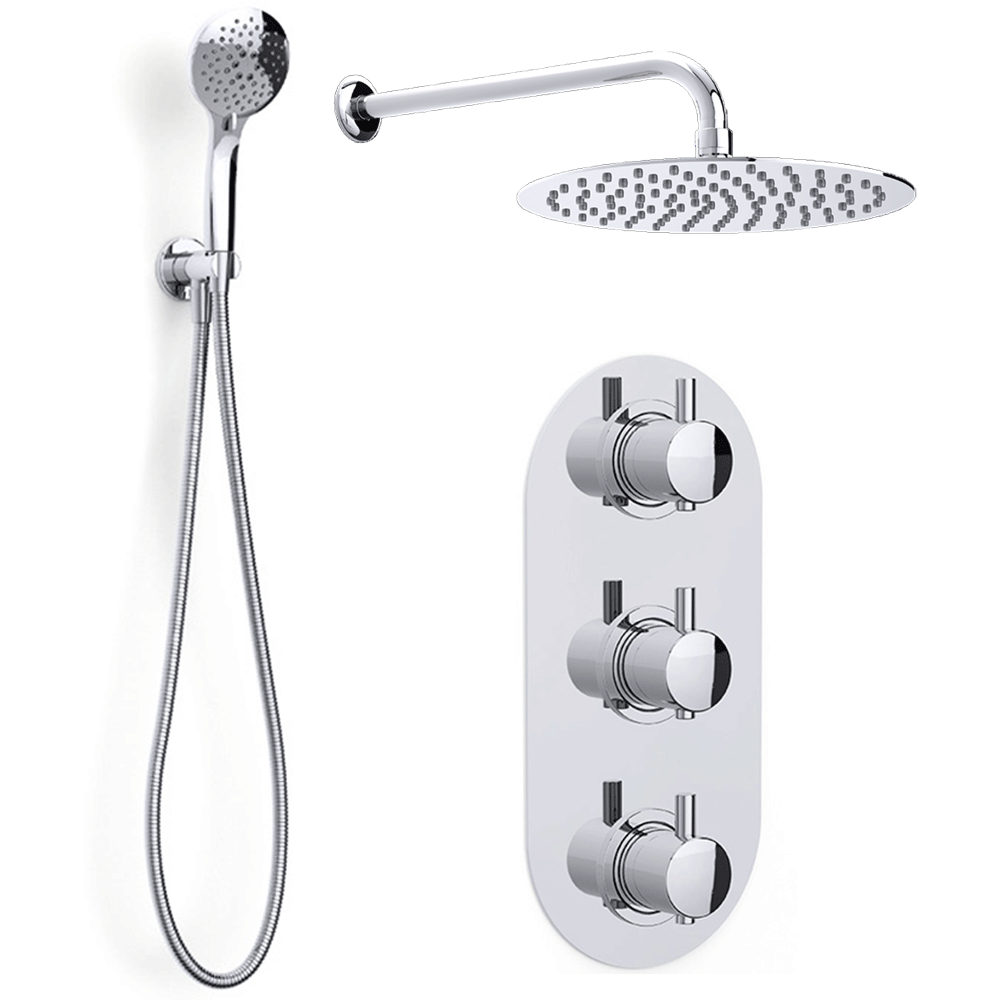 Inta Kiko Deluxe Triple Handle Thermostatic Concealed Mixer Shower with ...