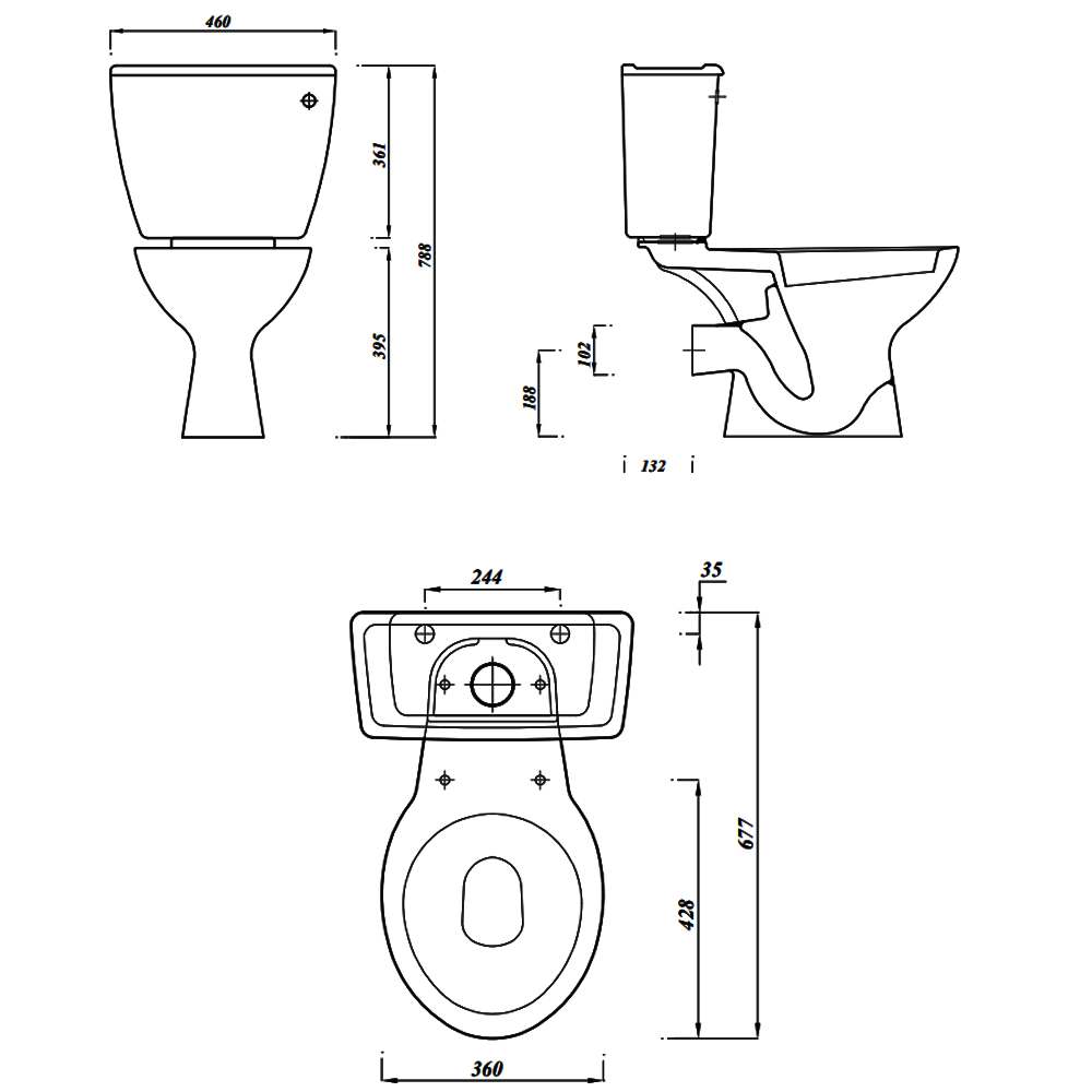 Lecico Atlas Close Coupled Toilet with Lever Cistern-Soft Close Seat