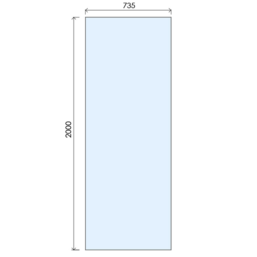 Vessini X Series Wetroom Glass Panel-735mm Wide-8mm Glass